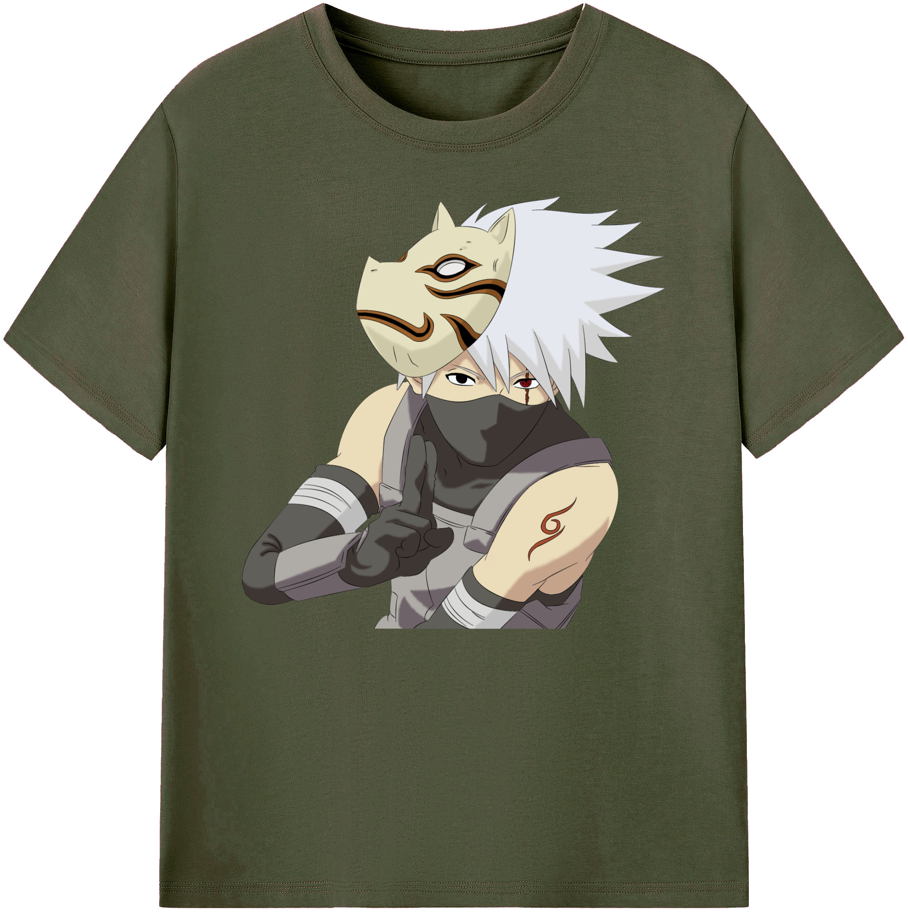 （画像用） NARUTO -ナルト- はたけ カカシ Hatake Kakashi 綿100％ メンズ半袖Tシャツ｜肌触りやわらか＆通気性
